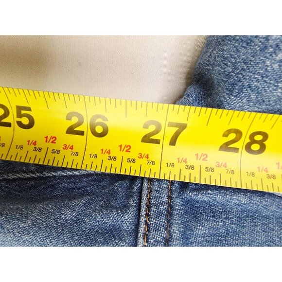 Madewell Size 25X27 Women Cali Demi Boot Blue Denim Embroidered Logo Denim Jeans - Picture 9 of 13